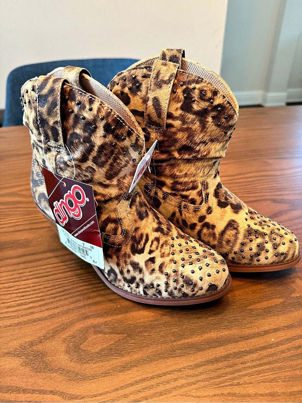 Dingo True West Leopard Print Ankle Boots